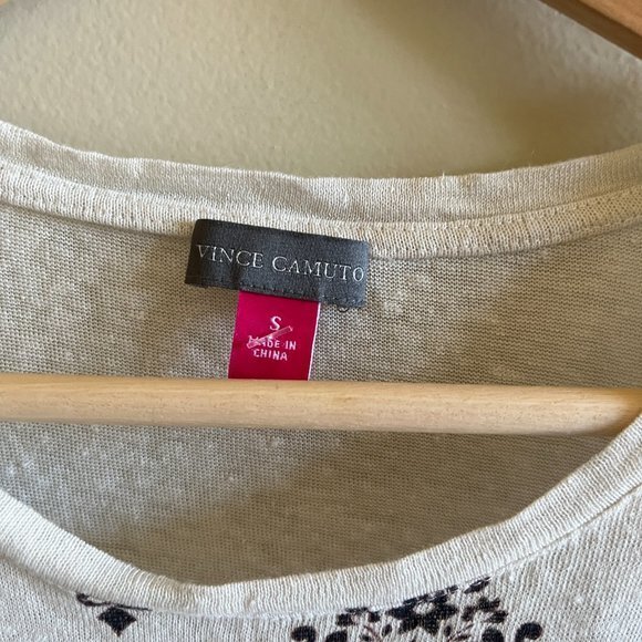 Vince Camuto 100% Linen Top Y2K Retro Bandana Scarf Boho Lagenlook Women's‎ Sz S - Picture 4 of 7